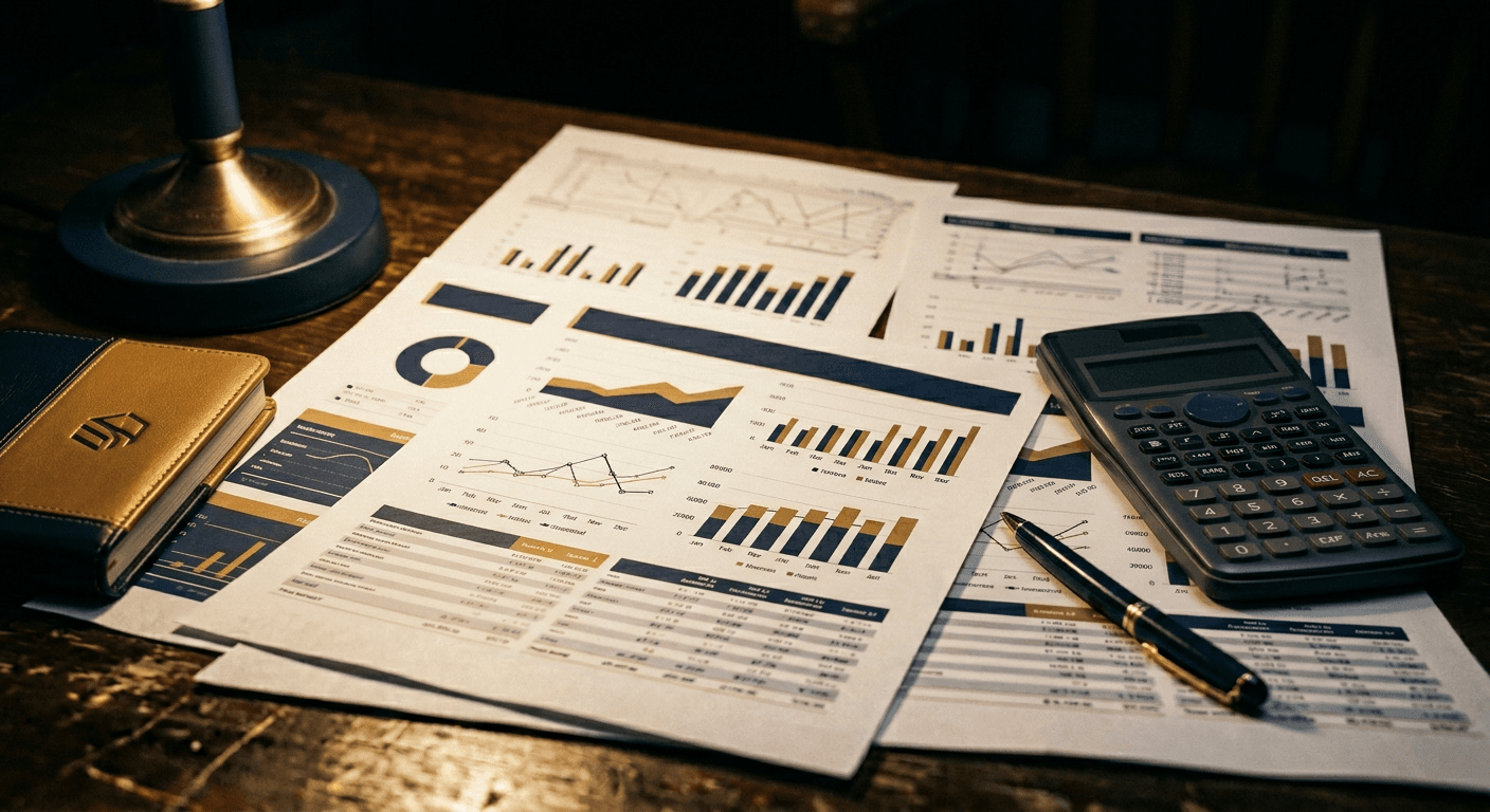 Kostenanalyse-Grafiken auf einem Schreibtisch