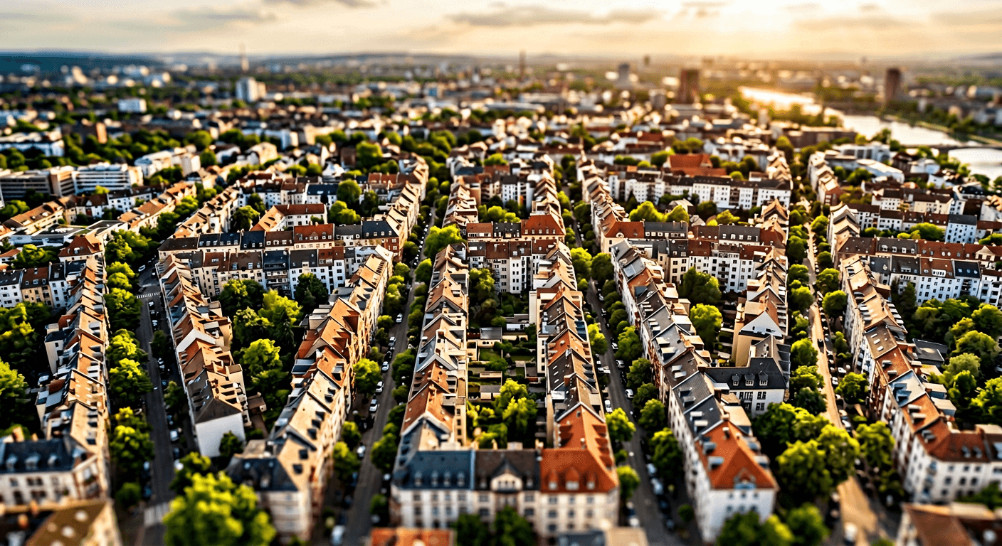 Luftaufnahme eines deutschen Stadtviertels