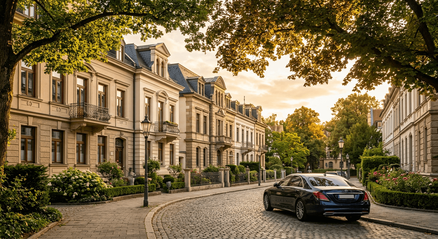 Gehobene Wohnstraße mit Altbauten