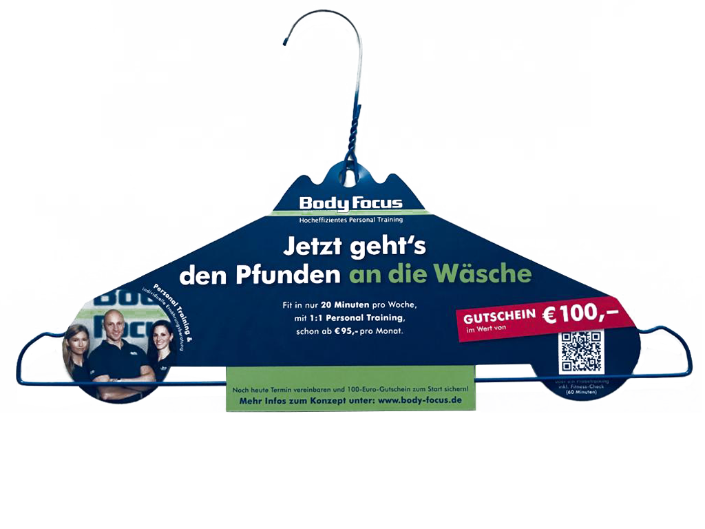 Kleiderbügelwerbung Flyer von BodyFocus Kleiderbügelwerbung Flyer von BodyFocus