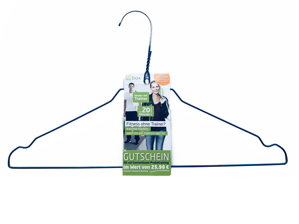 Kleiderbügelwerbung Flyer von fitbox Kleiderbügelwerbung Flyer von fitbox