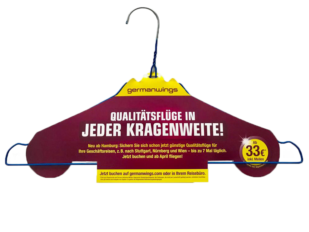 Kleiderbügelwerbung Flyer von germanwings Kleiderbügelwerbung Flyer von germanwings