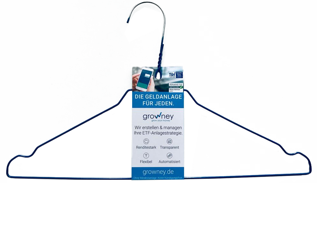 Kleiderbügelwerbung Flyer von Growney Kleiderbügelwerbung Flyer von Growney