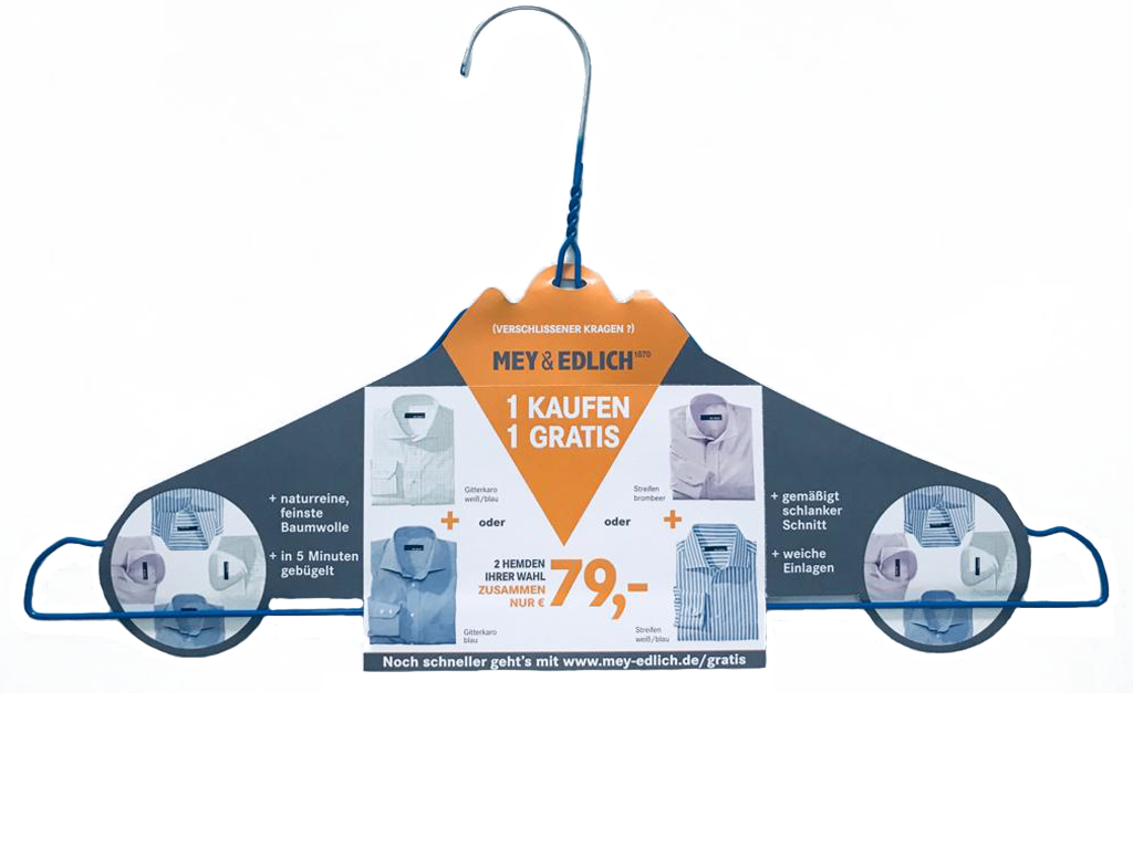Kleiderbügelwerbung Flyer von Mey & Edlich Kleiderbügelwerbung Flyer von Mey & Edlich